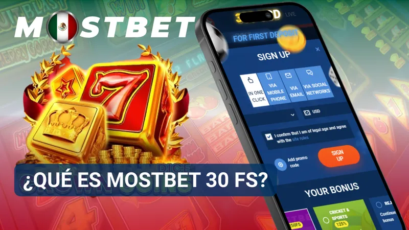 Interfaz del casino con un paquete de 30 FS disponible para activar en MostBet México.