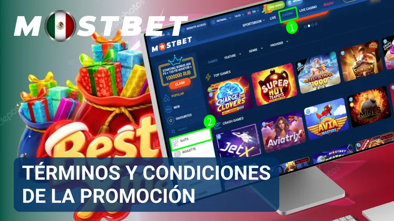Documento digital con las reglas y requisitos de la promoción de 30 FS en MostBet México.