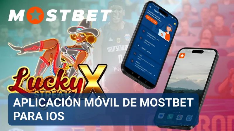 Interfaz de MostBet funcionando en un iPhone con acceso a apuestas y juegos del casino.