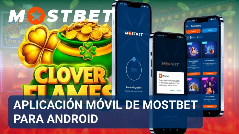 Aplicación de MostBet instalada en un smartphone Android con acceso rápido a las secciones principales.