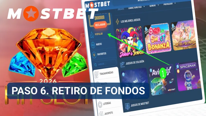 Sección de MostBet con opciones disponibles para solicitar un retiro de fondos.