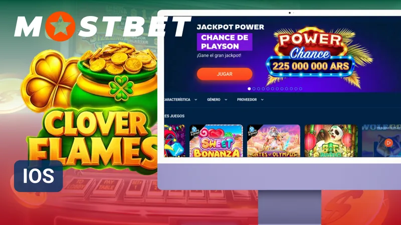 Versión móvil de MostBet ejecutándose en un iPhone con acceso a funciones del casino.