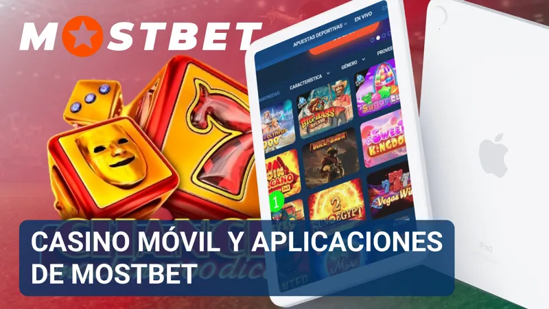 Interfaz móvil de MostBet funcionando en smartphone con acceso al casino y sus funciones.