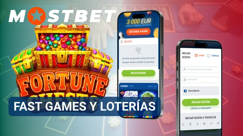 Usuario accediendo a fast games y loterías de MostBet desde el menú del casino.