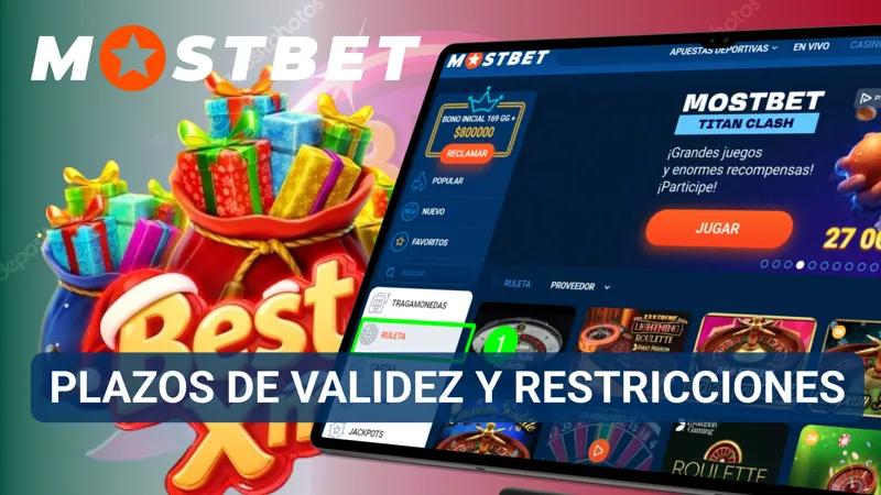 Pantalla informativa de MostBet con términos, fechas de vigencia y condiciones de las promociones.