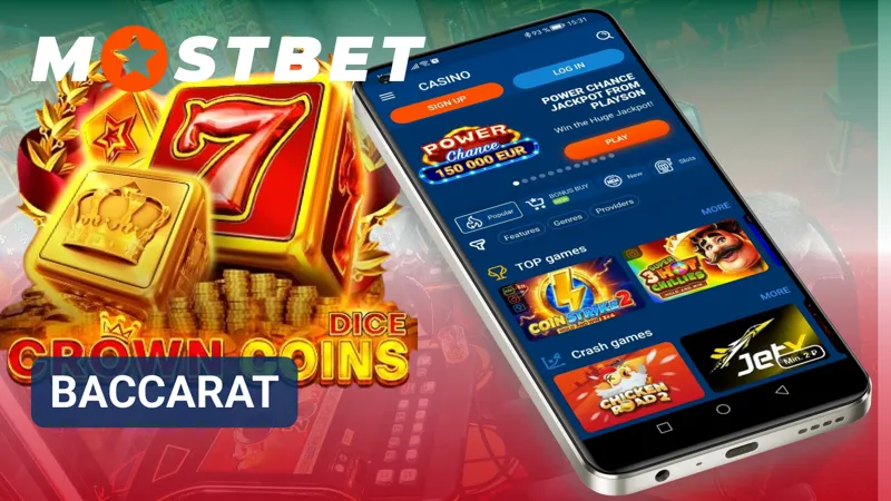 Usuario jugando baccarat en MostBet con seguimiento de resultados y opciones de apuesta.