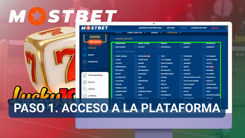 Página principal de MostBet abierta en un dispositivo para ingresar al casino en línea.