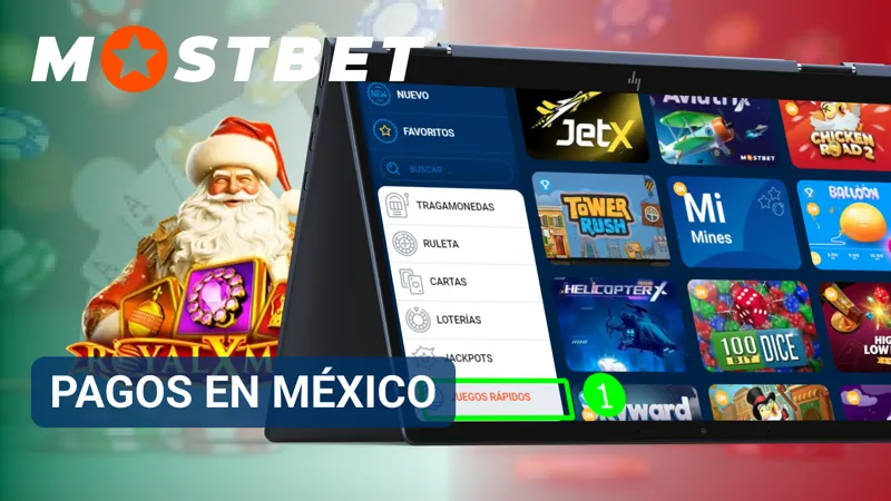 Panel de pagos de MostBet con peso mexicano y distintos métodos disponibles para transacciones.