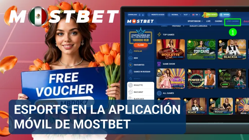 Smartphone con la sección de esports abierta en la aplicación móvil de MostBet.