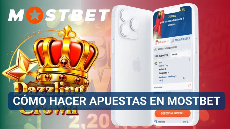 Interfaz de MostBet mostrando el proceso para seleccionar un evento y confirmar una apuesta.