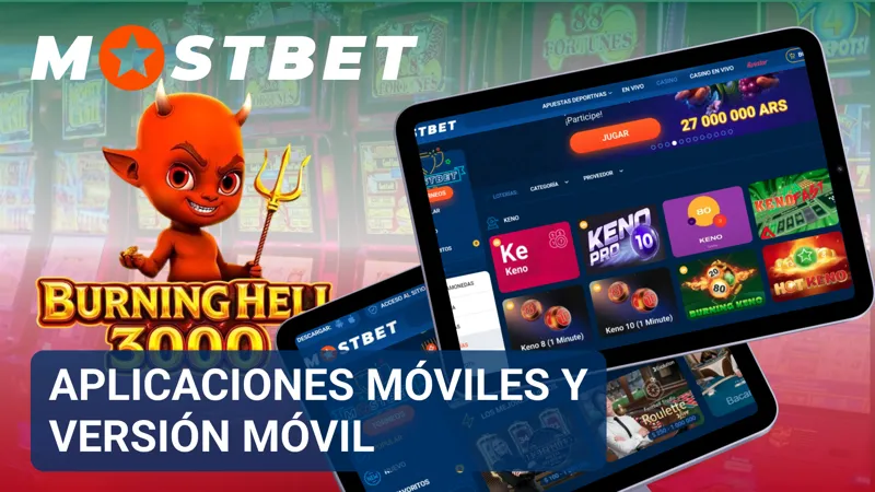 Aplicación y versión móvil de MostBet abiertas en dispositivos Android e iPhone.
