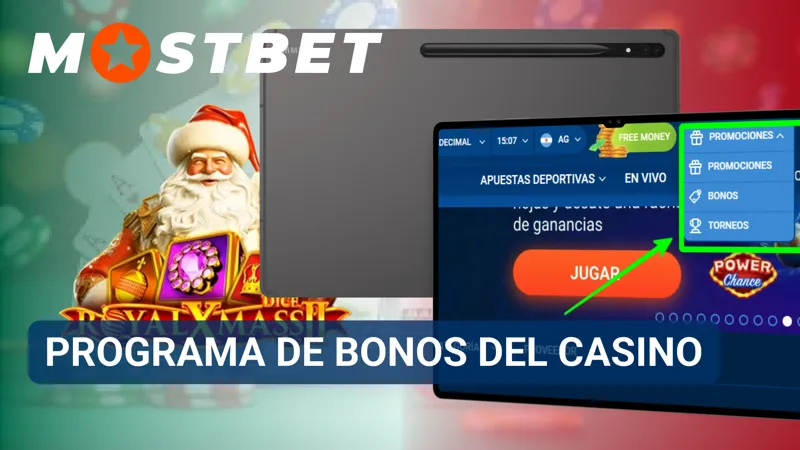 Sección de bonos del casino MostBet con promociones para distintos juegos y categorías.