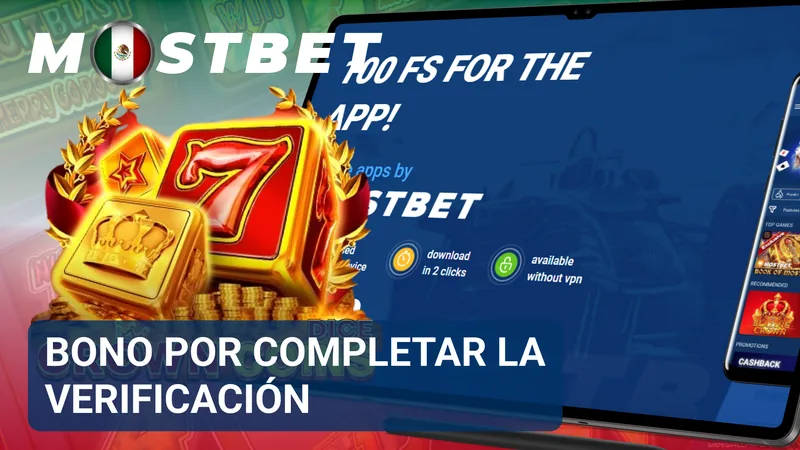 Pantalla de verificación de identidad con una notificación sobre un bono disponible en Mostbet México.