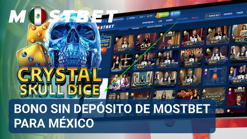Banner promocional de Mostbet México con información sobre bonos sin depósito y recompensas disponibles.