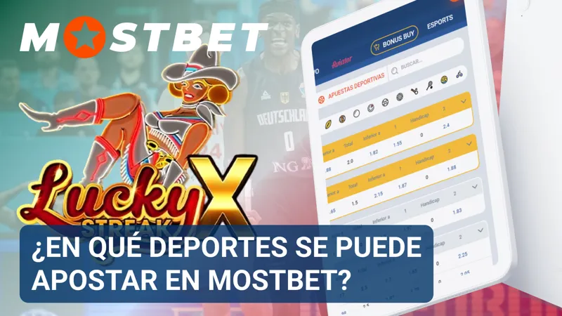 Sección de MostBet con apuestas disponibles en fútbol, baloncesto, tenis y otros deportes populares.