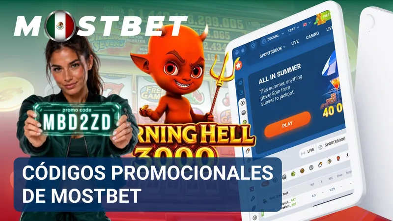 Panel de promociones con varios códigos asociados a ofertas disponibles en MostBet México.